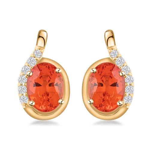 LUXORO AAA Red Sapphire White Diamond Oval 10K Yellow Gold Stud Solitaire Earrings for Women Jewelry Birthday Christmas Gifts Ct 1.87 G-H Color I3 Clarity - Image 6