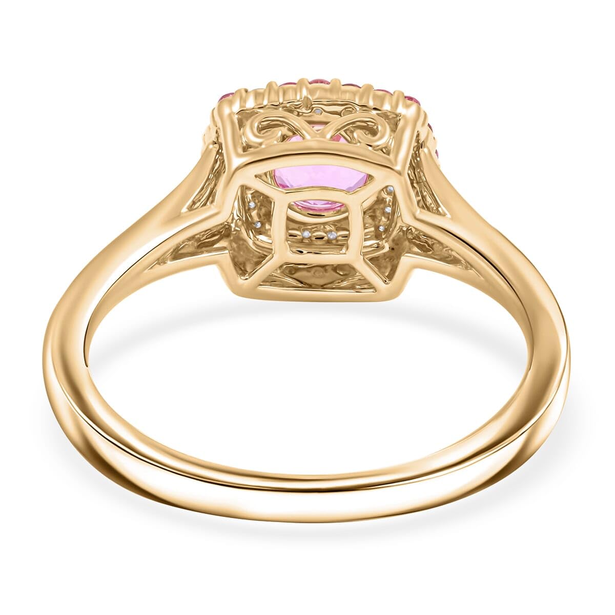 LUXORO AAA Sapphire Spinel 10K Yellow Gold Halo Ring for Women Size 7 G-H Color I2 Clarity Ct 1.35 Birthday Christmas Gifts - Image 3