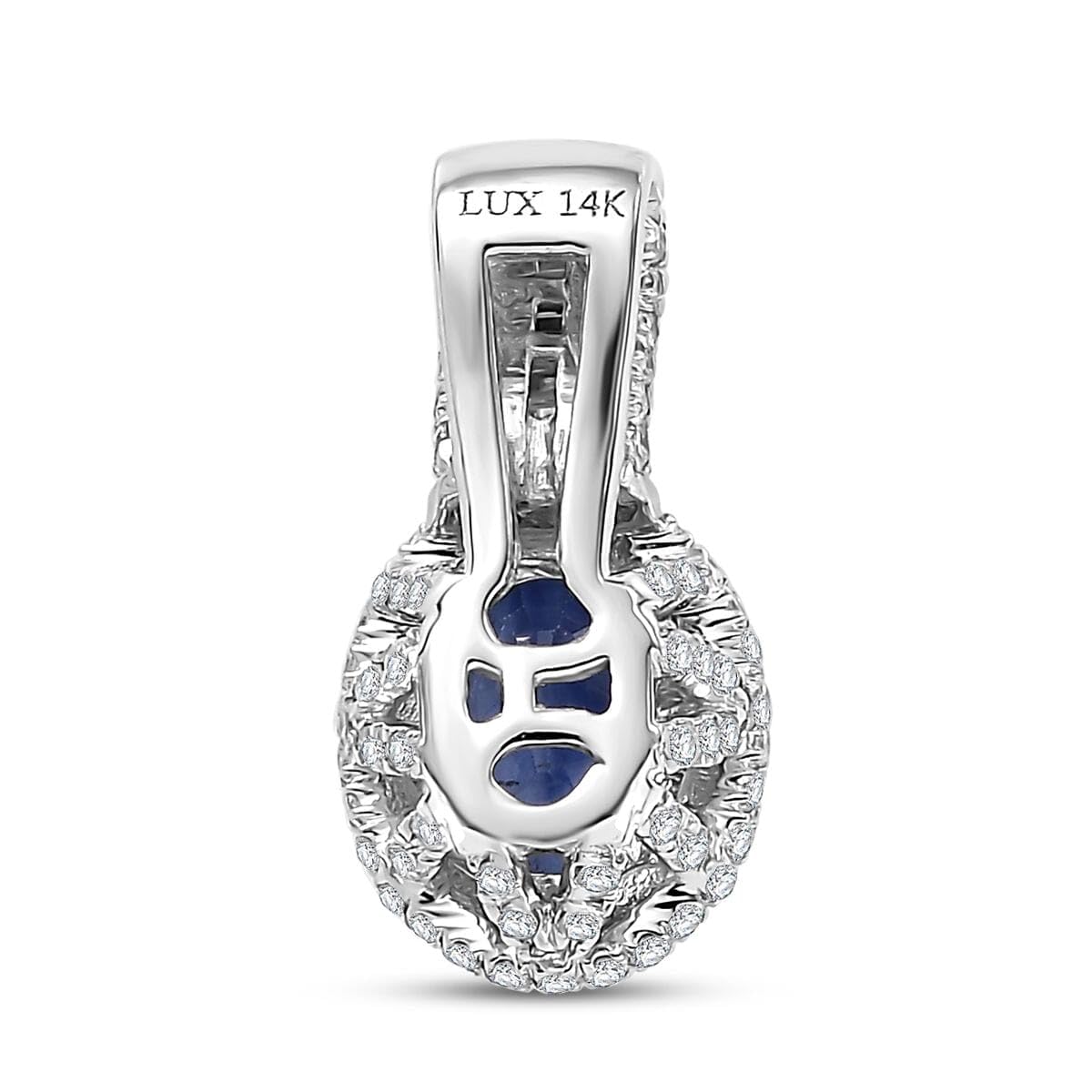LUXORO AAA Sapphire White Diamond Oval 14K White Gold Halo Pendant for Women Jewelry Birthday Christmas Gifts Ct 1.69 G-H Color I3 Clarity - Image 5