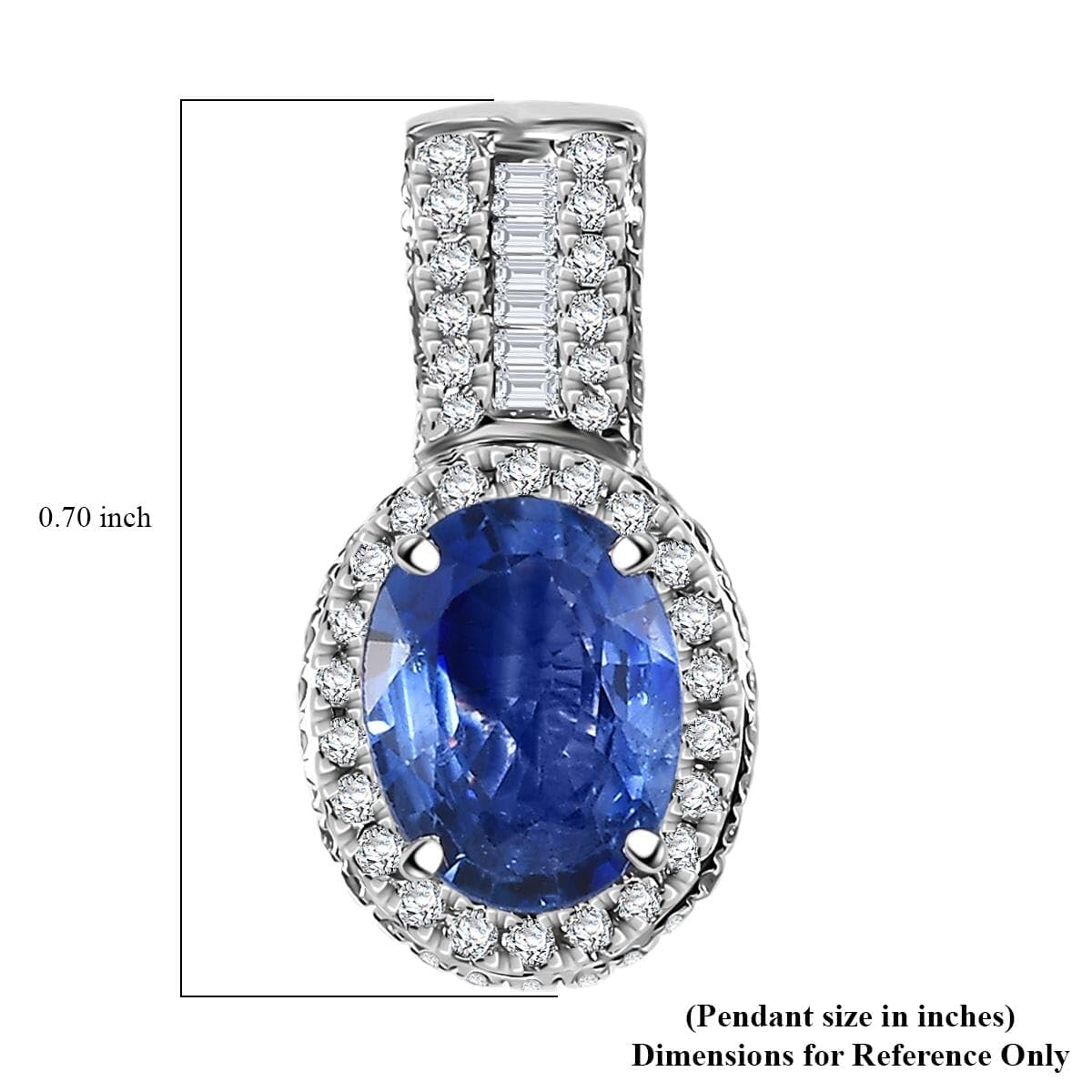 LUXORO AAA Sapphire White Diamond Oval 14K White Gold Halo Pendant for Women Jewelry Birthday Christmas Gifts Ct 1.69 G-H Color I3 Clarity - Image 6
