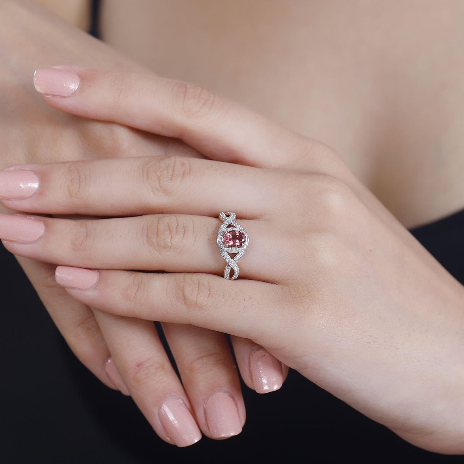 LUXORO AAA Tourmaline White Diamond 10K Rose Gold Halo Ring for Women Jewelry Ct 0.99 G-H Color I3 Clarity Birthday Christmas Gifts - Image 3