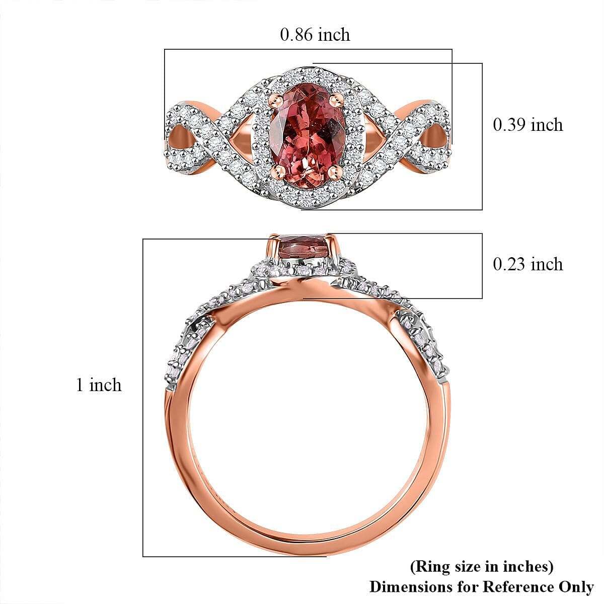 LUXORO AAA Tourmaline White Diamond 10K Rose Gold Halo Ring for Women Jewelry Ct 0.99 G-H Color I3 Clarity Birthday Christmas Gifts - Image 6