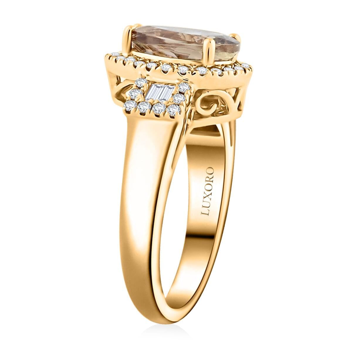 LUXORO AAA Turkizite White Diamond 14K Yellow Gold Halo Ring for Women Jewelry Ct 2.66 G-H Color I3 Clarity Birthday Christmas Gifts - Image 4