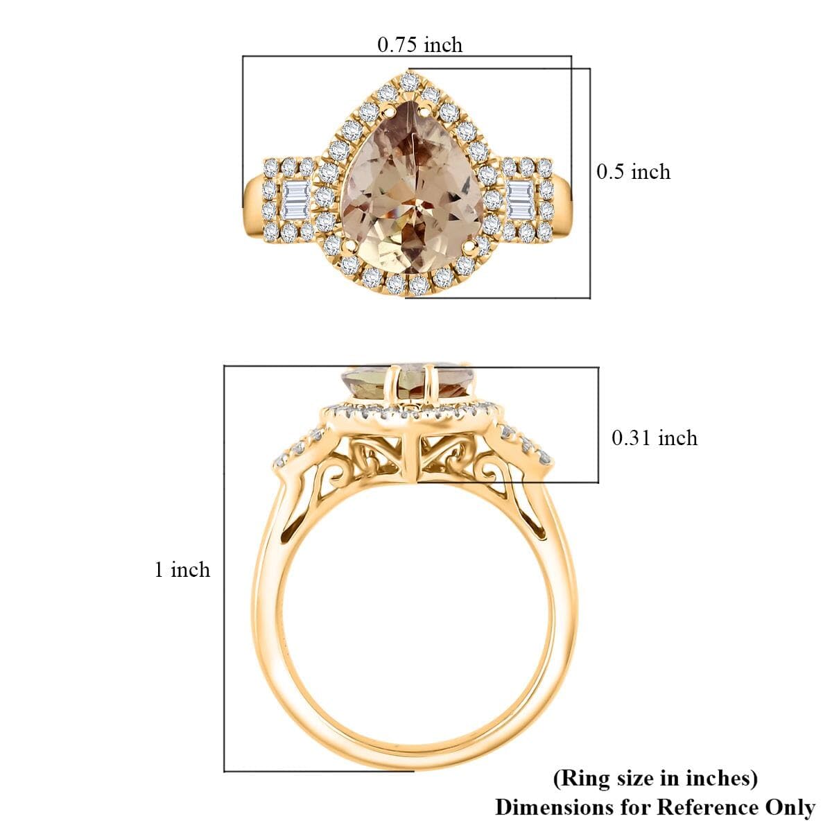 LUXORO AAA Turkizite White Diamond 14K Yellow Gold Halo Ring for Women Jewelry Ct 2.66 G-H Color I3 Clarity Birthday Christmas Gifts - Image 6