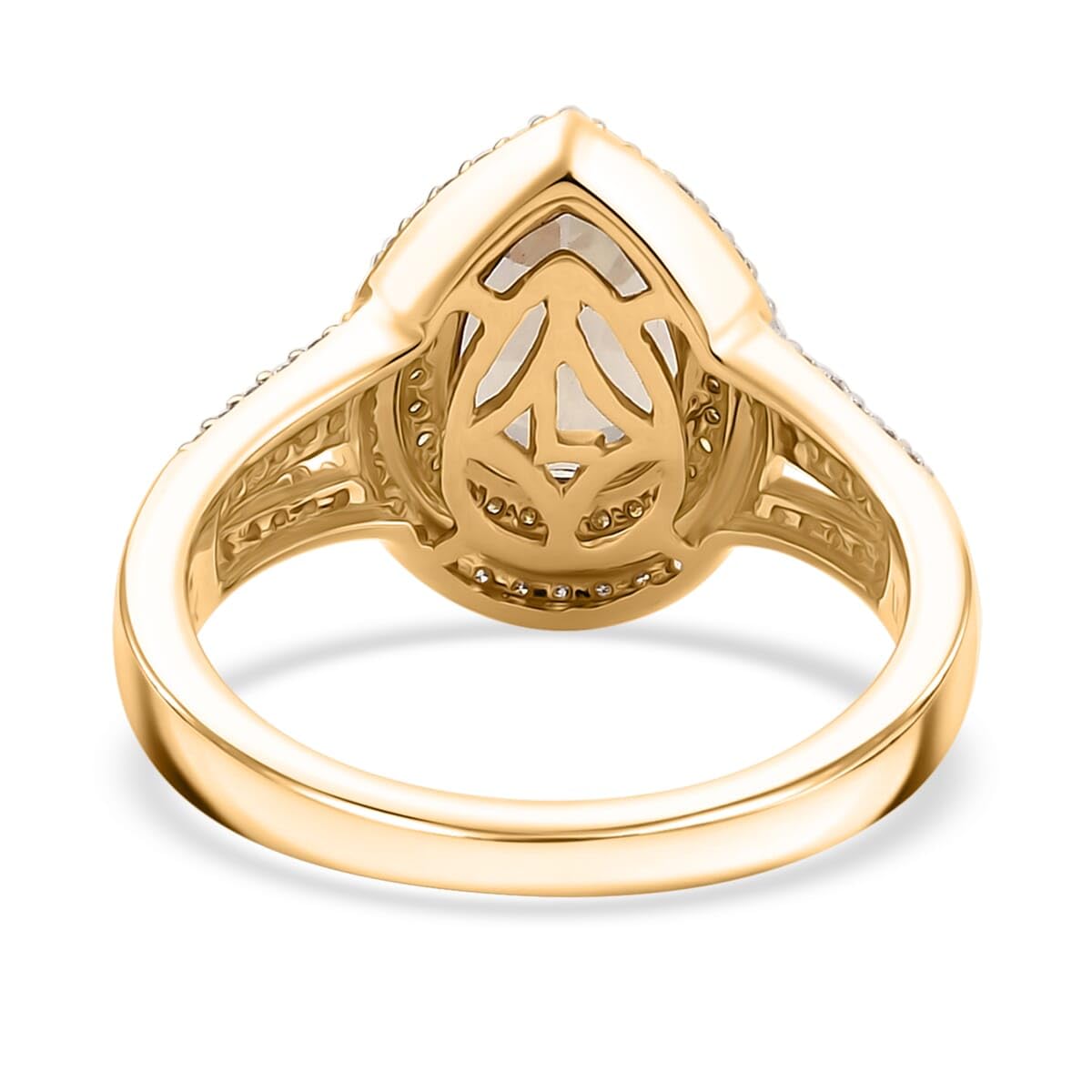 LUXORO AAA Turkizite White Diamond Pear 10K Yellow Gold Halo Ring for Women Jewelry Birthday Gifts Size 8 Ct 2.43 G-H Color I2 Clarity - Image 3