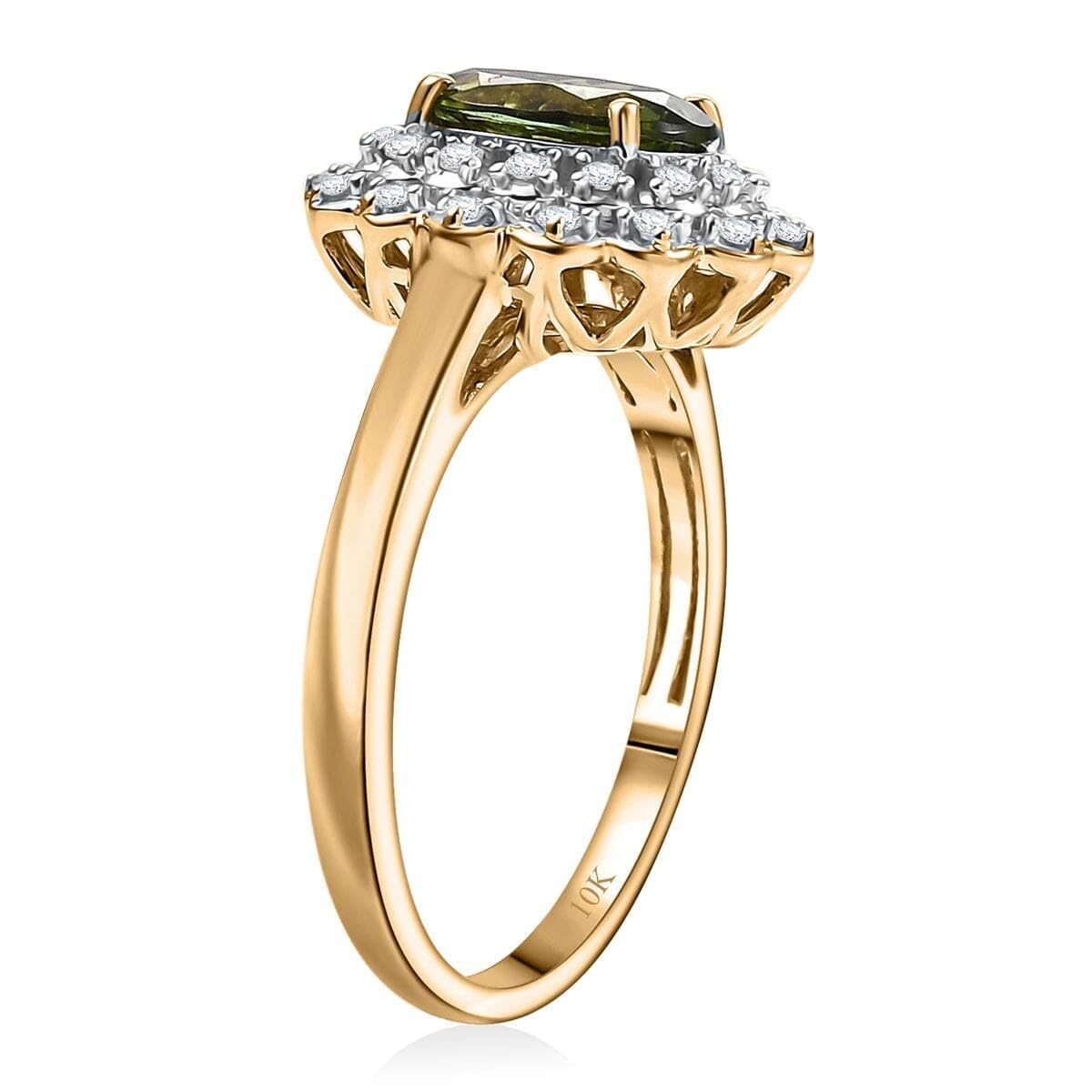 LUXORO AAA White Diamond Oval 10K Yellow Gold Halo Ring for Women Jewelry Birthday Christmas Gifts Size 10 Ct 1.2 G-H Color I2 Clarity - Image 4