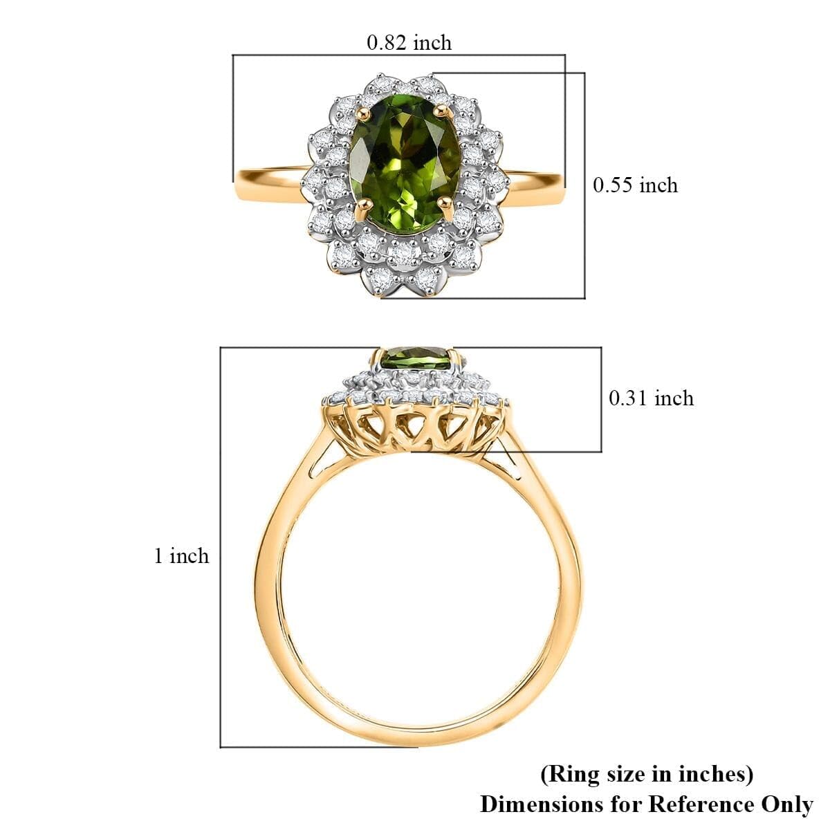 LUXORO AAA White Diamond Oval 10K Yellow Gold Halo Ring for Women Jewelry Birthday Christmas Gifts Size 10 Ct 1.2 G-H Color I2 Clarity - Image 6