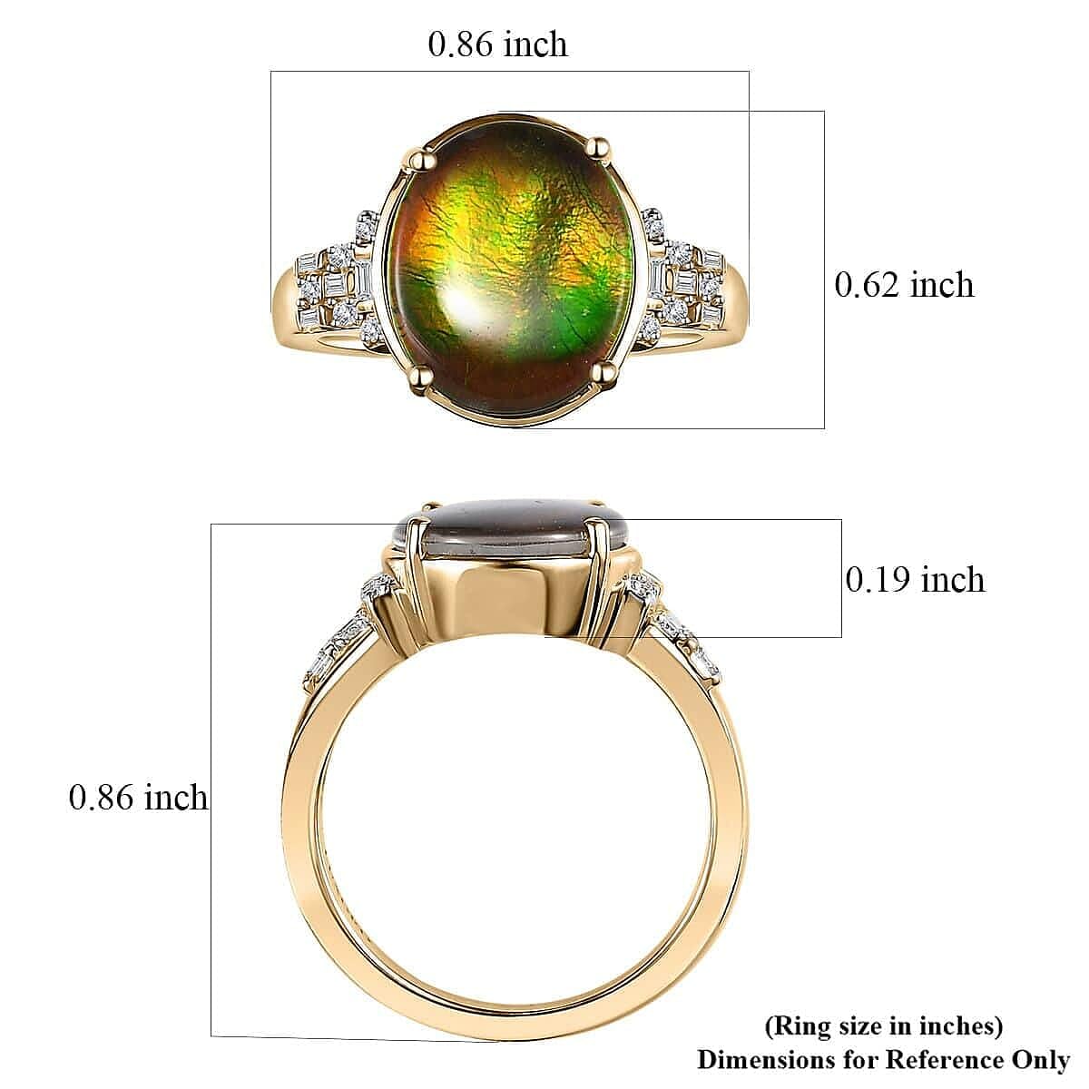 LUXORO Ammolite White Diamond 10K Yellow Gold Ring for Women Jewelry Ct 0.11 G-H Color I3 Clarity Birthday Christmas Gifts - Image 6