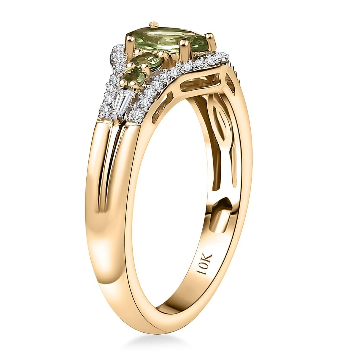 LUXORO Premium Tsavorite Garnet and I2 Diamond 1.25 ctw Ring in 10K Yellow Gold Size 8 Christmas Gifts - Image 3