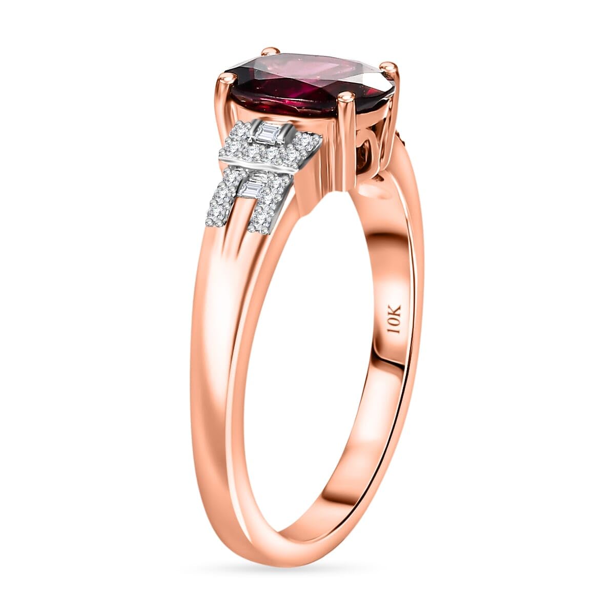 LUXORO Rhodolite Garnet White Diamond 10K Rose Gold Ring for Women Jewelry Ct 2 G-H Color I3 Clarity Birthday Christmas Gifts - Image 4