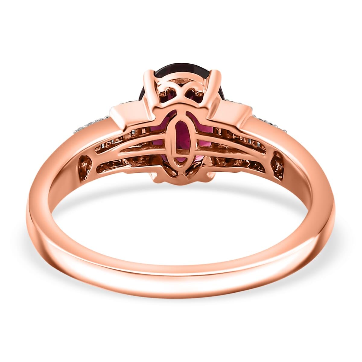 LUXORO Rhodolite Garnet White Diamond 10K Rose Gold Ring for Women Jewelry Ct 2 G-H Color I3 Clarity Birthday Christmas Gifts - Image 5