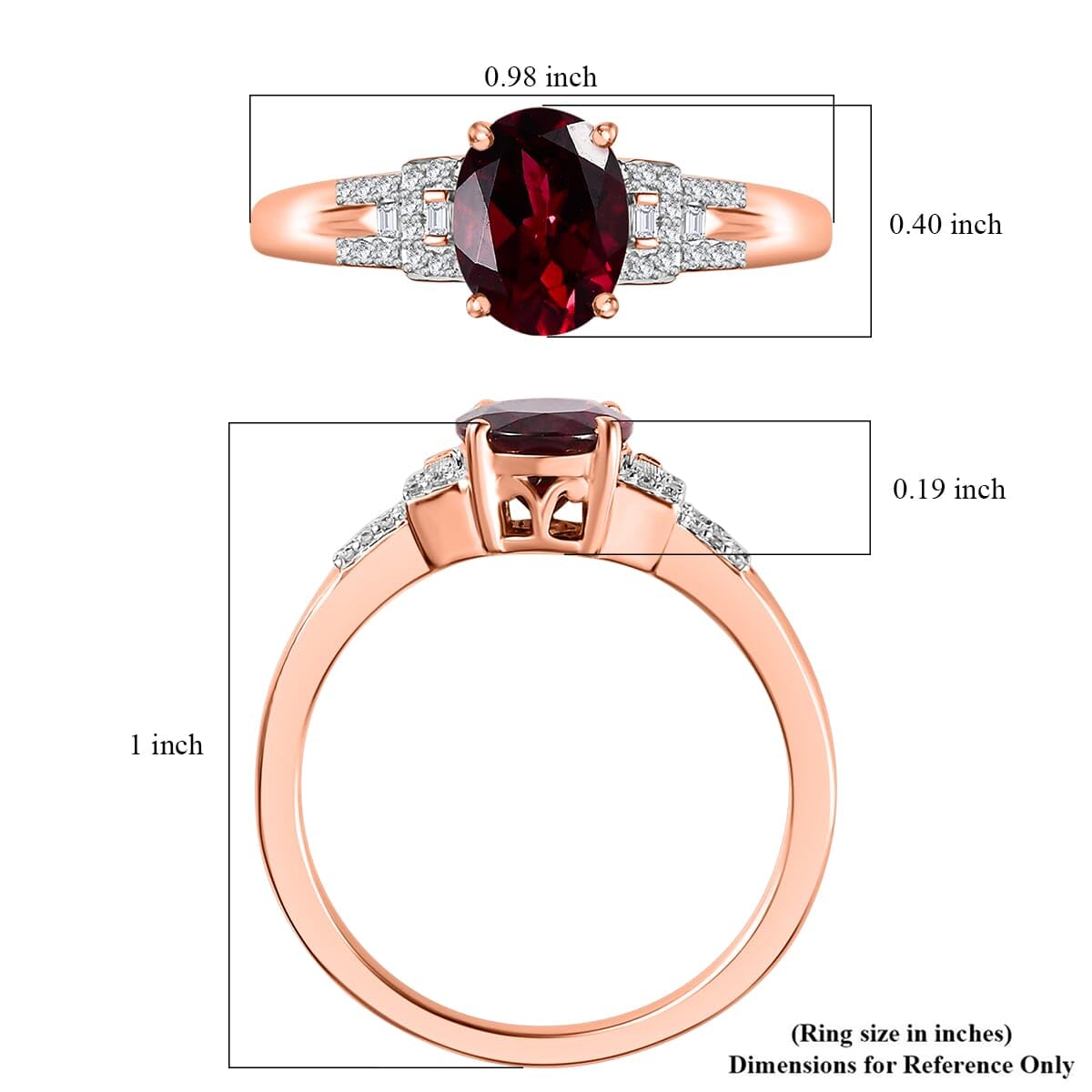 LUXORO Rhodolite Garnet White Diamond 10K Rose Gold Ring for Women Jewelry Ct 2 G-H Color I3 Clarity Birthday Christmas Gifts - Image 6