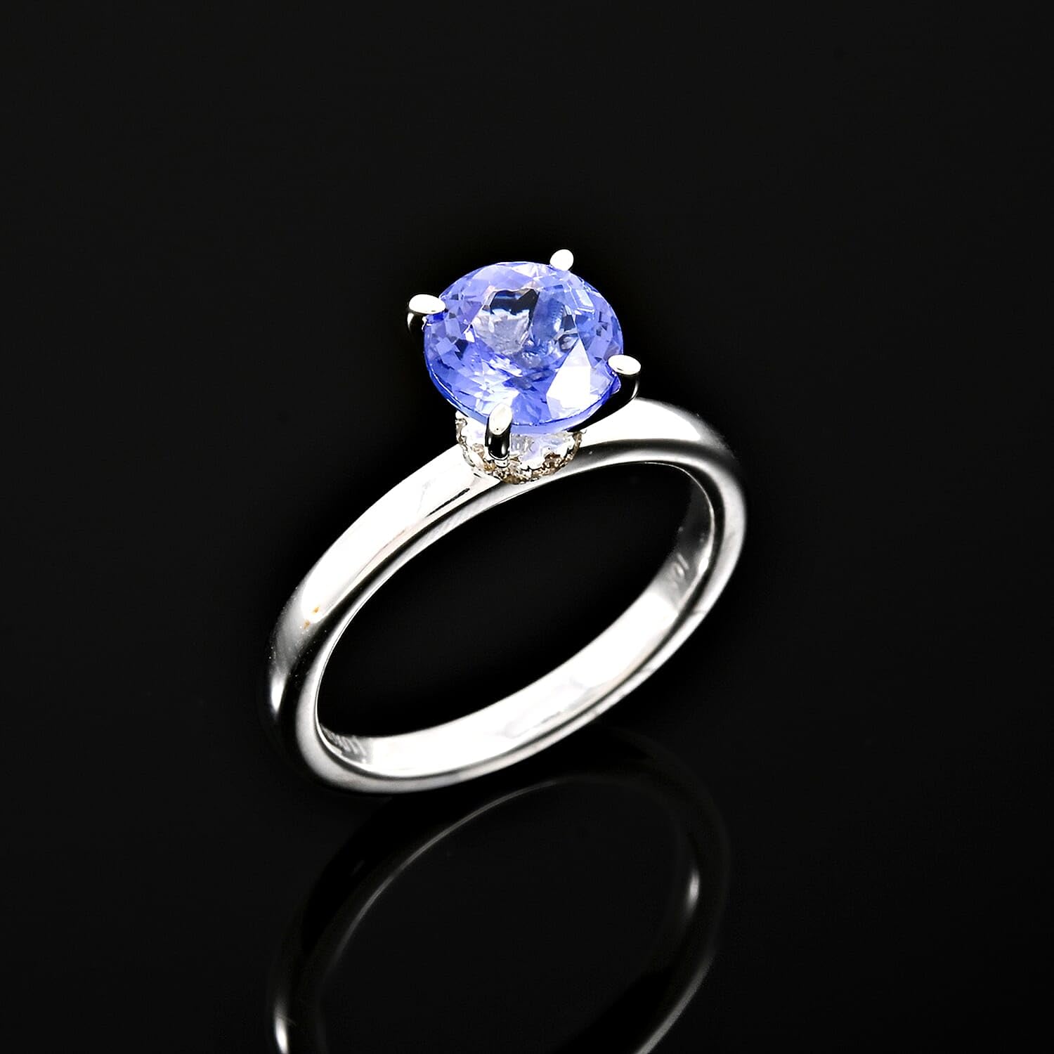 LUXORO Shop LC AAA Tanzanite and G-H I2 Diamond 1.65 ctw Ring in 10K White Gold Size 7.0