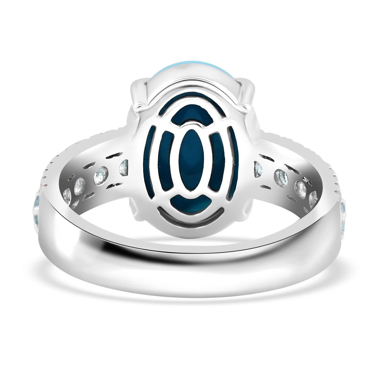 LUXORO Sleeping Beauty Turquoise Blue Aquamarine Oval 10K White Gold Ring for Women Jewelry Birthday Christmas Gifts Size 6 Ct 4.43 - Image 5