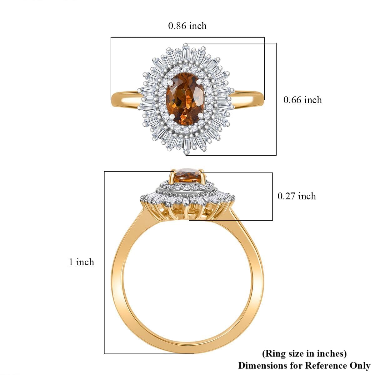 LUXORO Turkizite White Diamond Oval 24K Gold 10K Yellow Gold Halo Ring for Women Jewelry Birthday Gifts Size 7 Ct 1.14 - Image 5