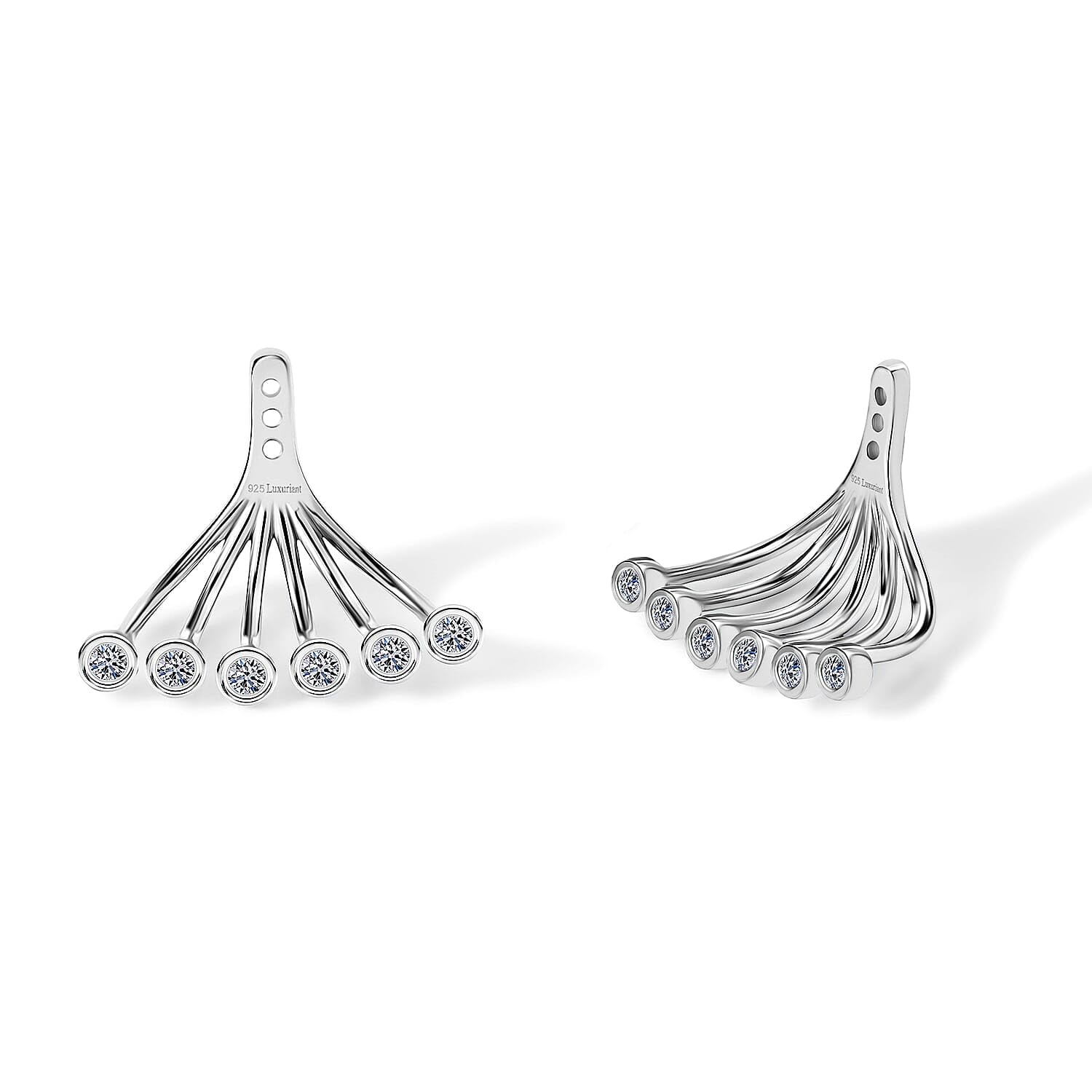 Luxuriant Lab Grown Diamond G-H SI 0.40 ctw Earrings Jacket in Rhodium Over Sterling Silver Christmas Gifts