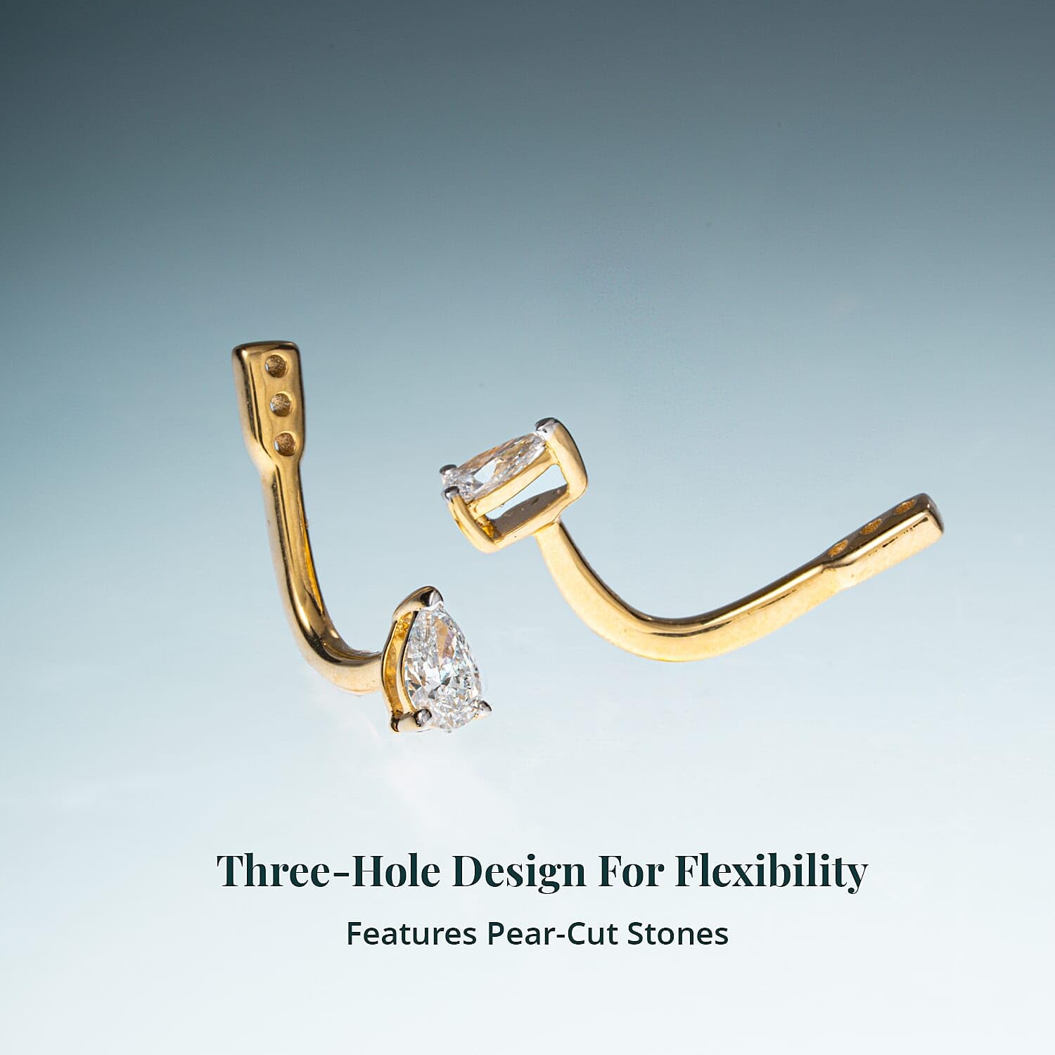 Luxuriant Lab Grown Diamond G-H SI 0.50 ctw Earrings Jacket in 18K Vermeil Yellow Gold Over Sterling Silver Christmas Gifts - Image 3