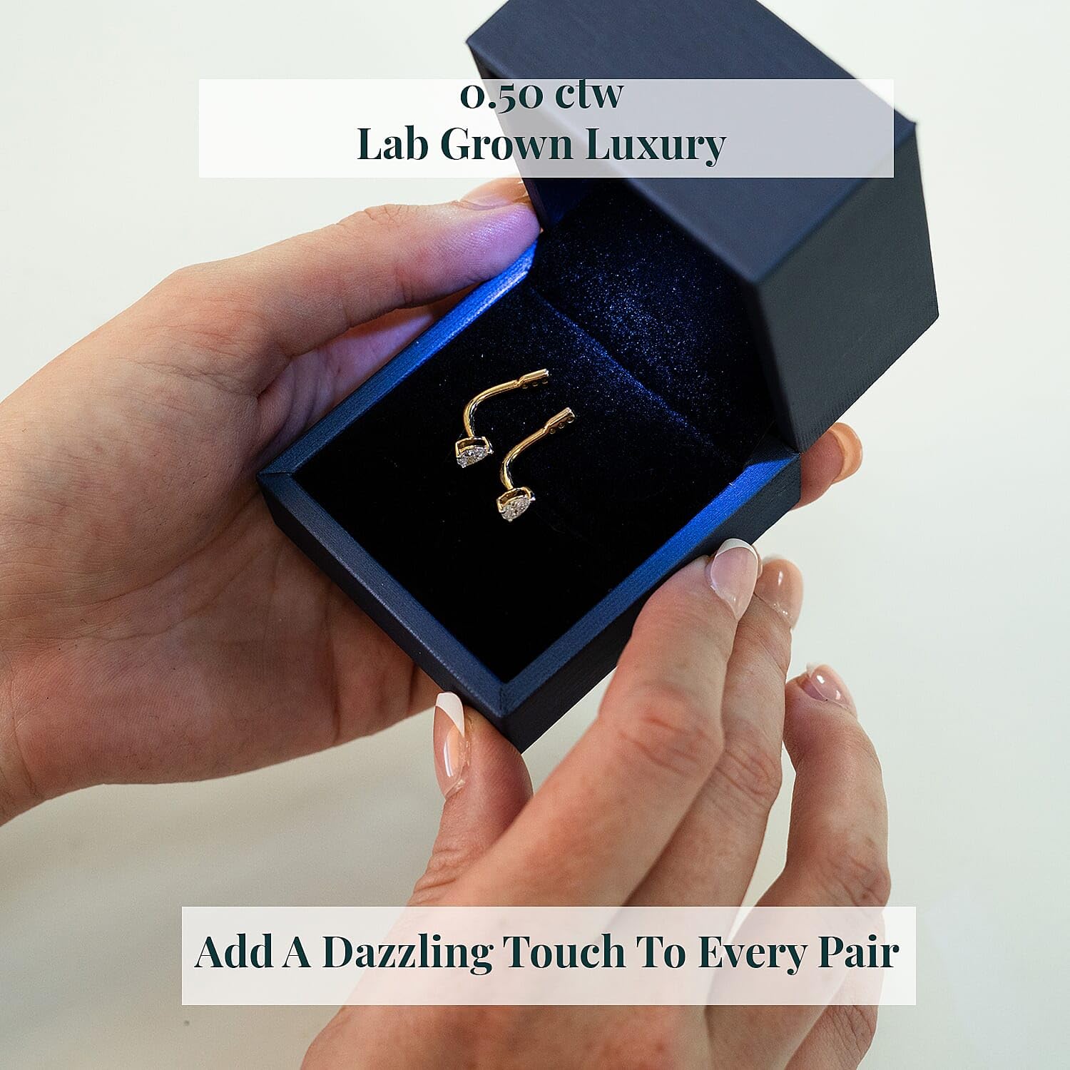 Luxuriant Lab Grown Diamond G-H SI 0.50 ctw Earrings Jacket in 18K Vermeil Yellow Gold Over Sterling Silver Christmas Gifts - Image 5