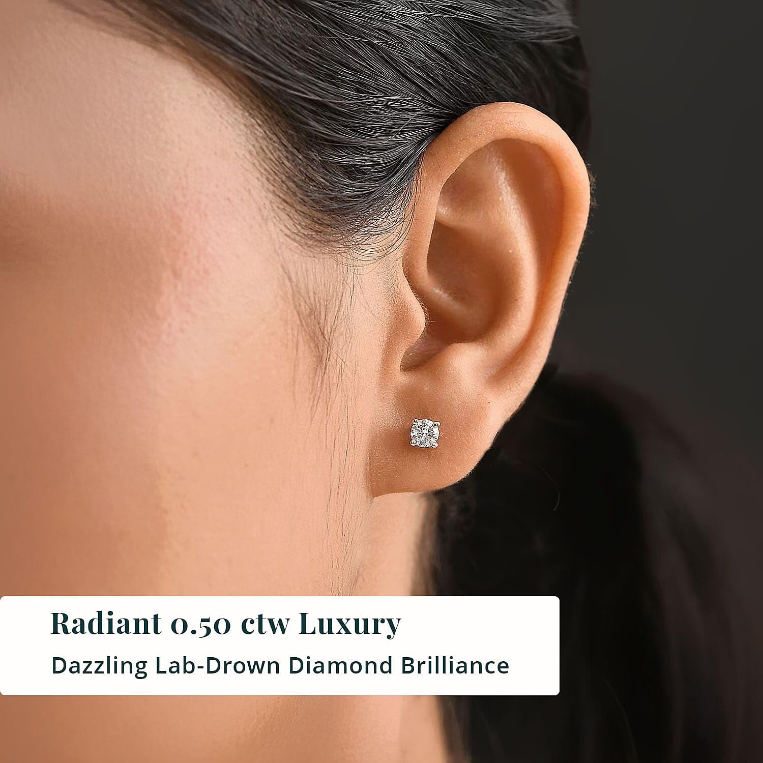 Luxuriant Lab Grown Diamond SI 0.50 ctw Solitaire Stud Earrings in 18K Vermeil Rose Gold Over Sterling Silver Christmas Gifts - Image 2