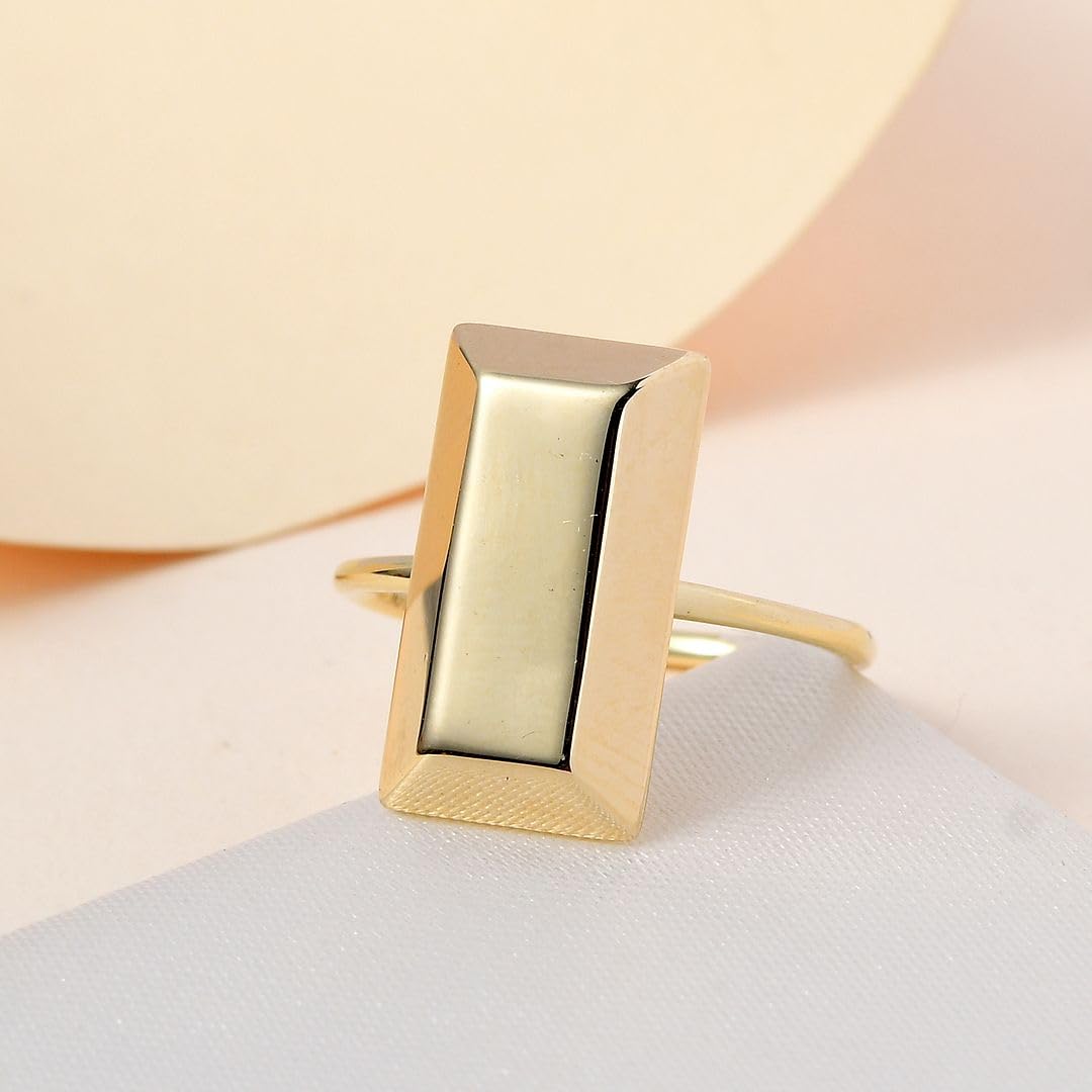 LUXURO 10K Yellow Gold Bar Ring - Solid Gold Rings for Women - Wedding Gold Jewelry Birthday Gifts for Women 1.75 Grams - Image 2