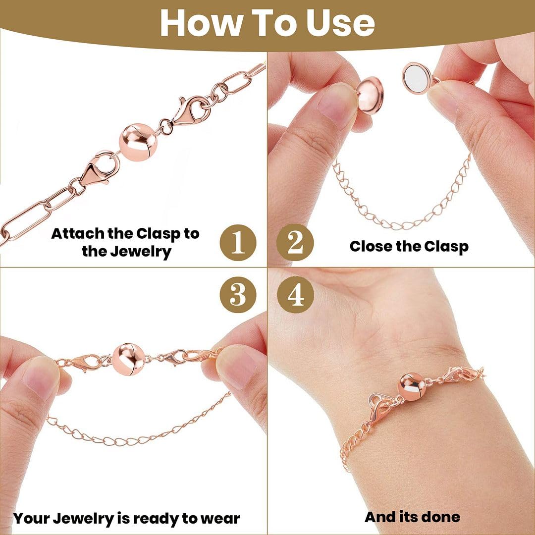 Magnetic Necklace Clasps and Closures - 925 Sterling Silver Magnetic Bracelet Clasps and Closures Set of 3 - Yellow Gold/Rose Gold/Silver Gifts - Image 3