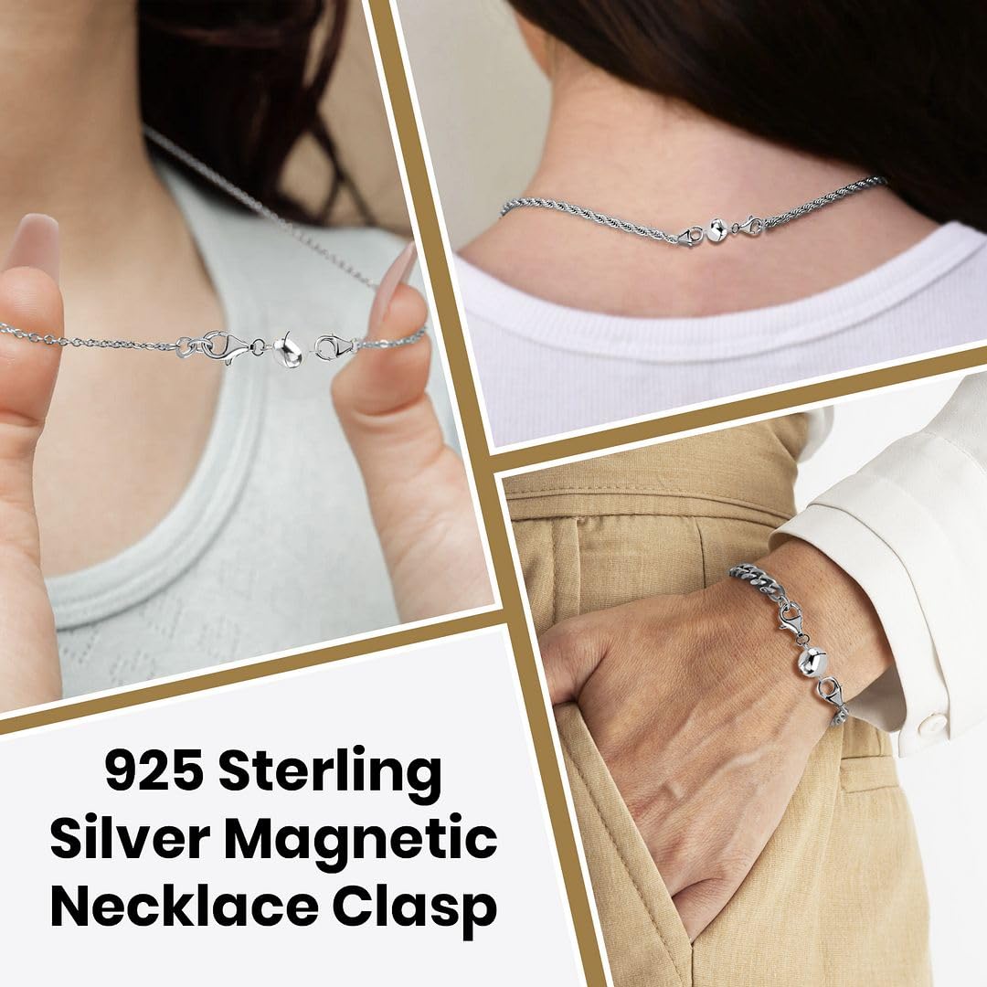 Magnetic Necklace Clasps and Closures - 925 Sterling Silver Magnetic Bracelet Clasps and Closures Set of 3 - Yellow Gold/Rose Gold/Silver Gifts - Image 4
