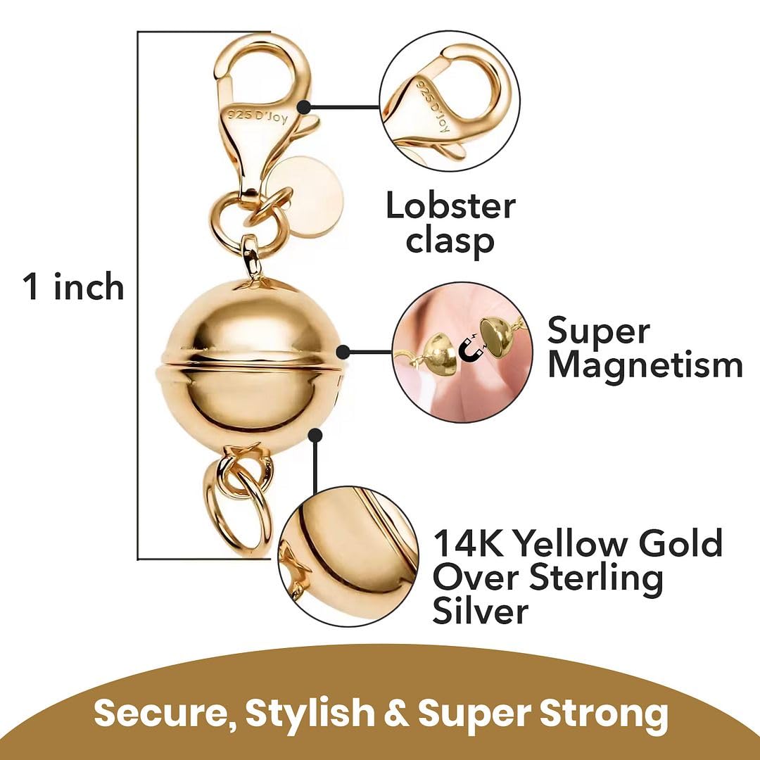 Magnetic Necklace Clasps and Closures - 925 Sterling Silver Magnetic Bracelet Clasps and Closures Set of 3 - Yellow Gold/Rose Gold/Silver Gifts - Image 5