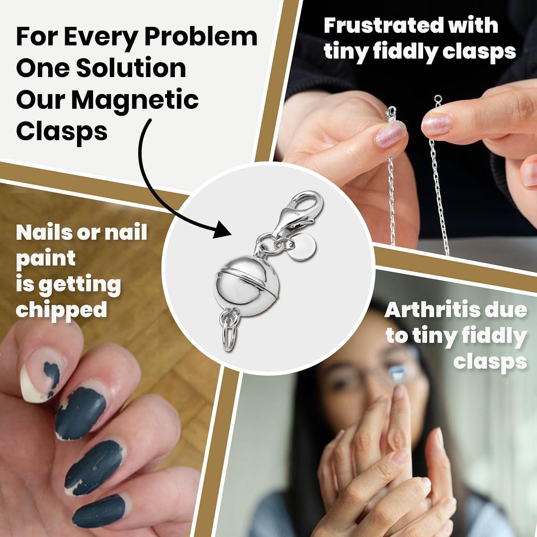 Magnetic Necklace Clasps and Closures - 925 Sterling Silver Magnetic Bracelet Clasps and Closures Set of 3 - Yellow Gold/Rose Gold/Silver Gifts - Image 6