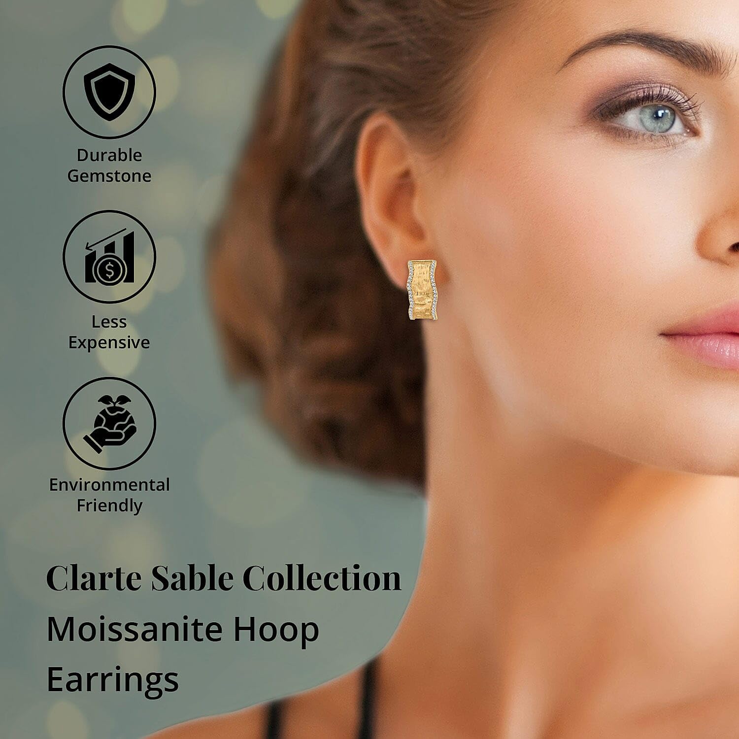Moissanite 925 Sterling Silver Hoops Hoop Earrings for Women Jewelry Ct 0.66 Birthday Christmas Gifts - Image 3