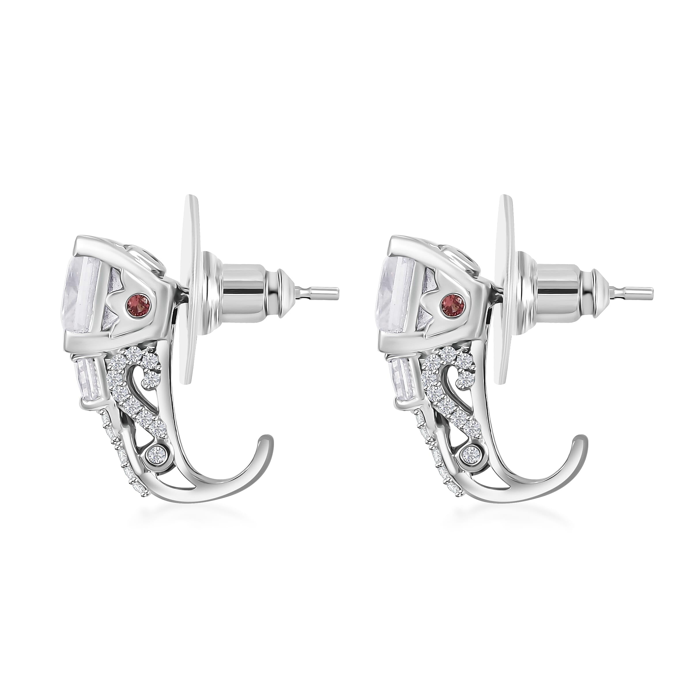 Moissanite 925 Sterling Silver Rhodium Plated J- Hoops Hoop Earrings for Women Jewelry Birthday Christmas Gifts Ct 2.54 - Image 4