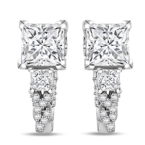 Moissanite 925 Sterling Silver Rhodium Plated J- Hoops Hoop Earrings for Women Jewelry Birthday Christmas Gifts Ct 2.54 - Image 6