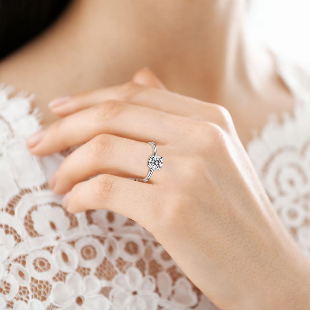 Moissanite Engagement Ring Moissanite Rings for Women 925 Sterling Silver Promise Rings for Her Gold/Platinum Plated Wedding Band Jewelry - 1 ctw Birthday Christmas Gifts for Women - Image 5
