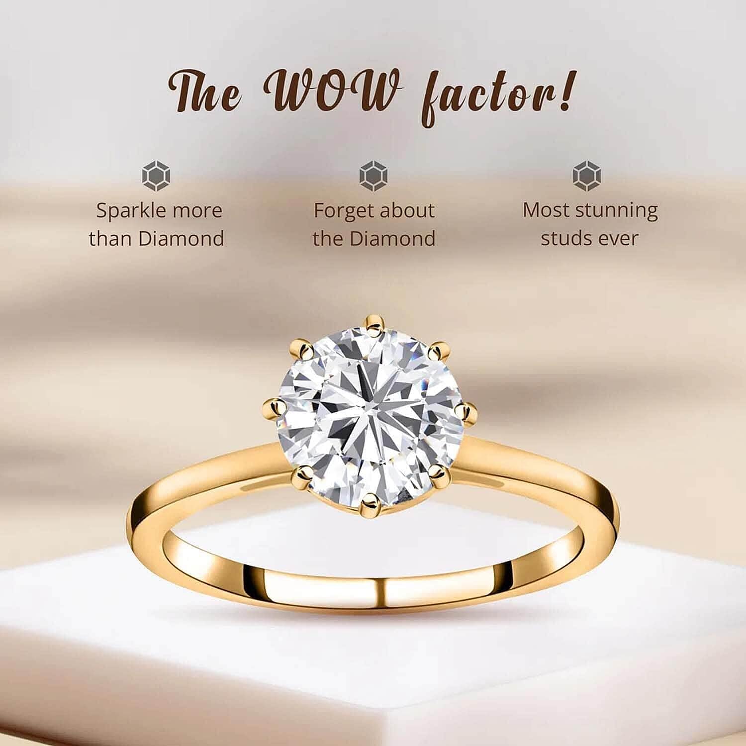 Moissanite Round 925 Sterling Silver Platinum Plated Solitaire Ring for Women Jewelry Birthday Gifts for Women Size 10 Ct 1.92 Engagement Anniversary Wedding Promise Birthday Gifts - Image 2
