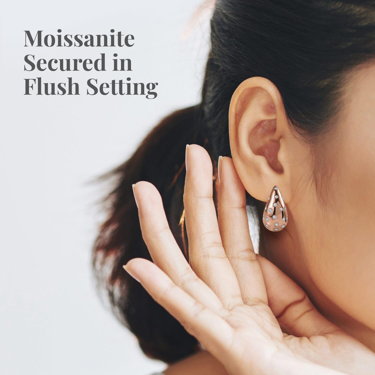 Moissanite Teardrop Earrings for Women in Vermeil Yellow Gold Over 925 Sterling Silver - 1.0 ctw Moissanite Jewelry Birthday Christmas Gifts for Women - Image 3