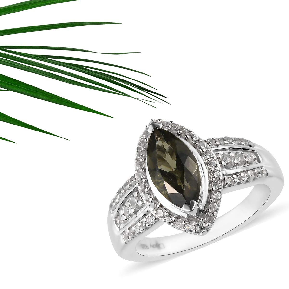 Moldavite Zircon Engagement Rings for Women - Promise Rings for Her 925 Sterling Silver Platinum Plated Moldavite Ring Wedding Jewelry Anniversary Birthday Christmas Gifts for Women - Image 7