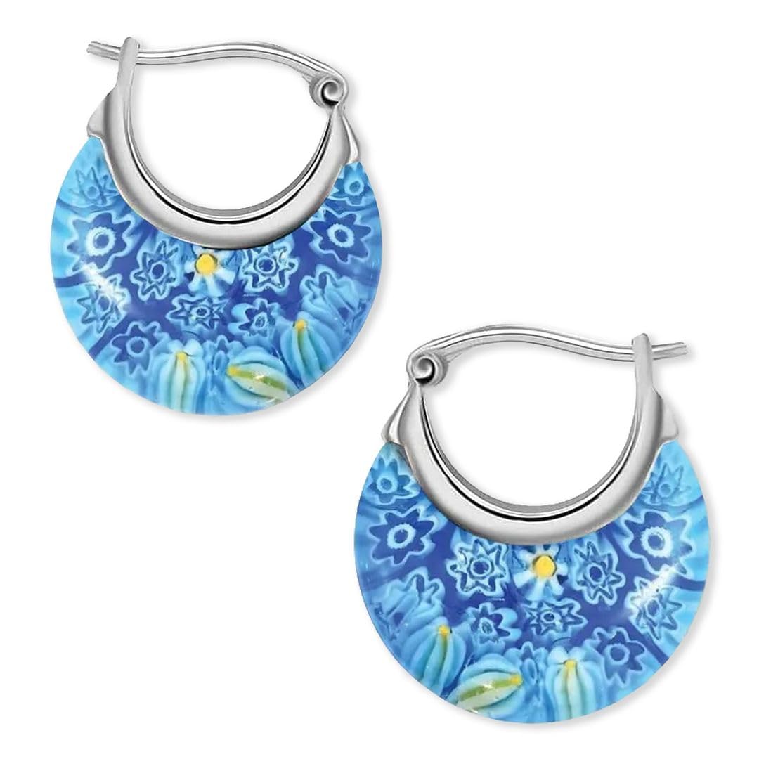 Murano Style Glass Earrings Flower Stainless Steel Jewelry - Image 3