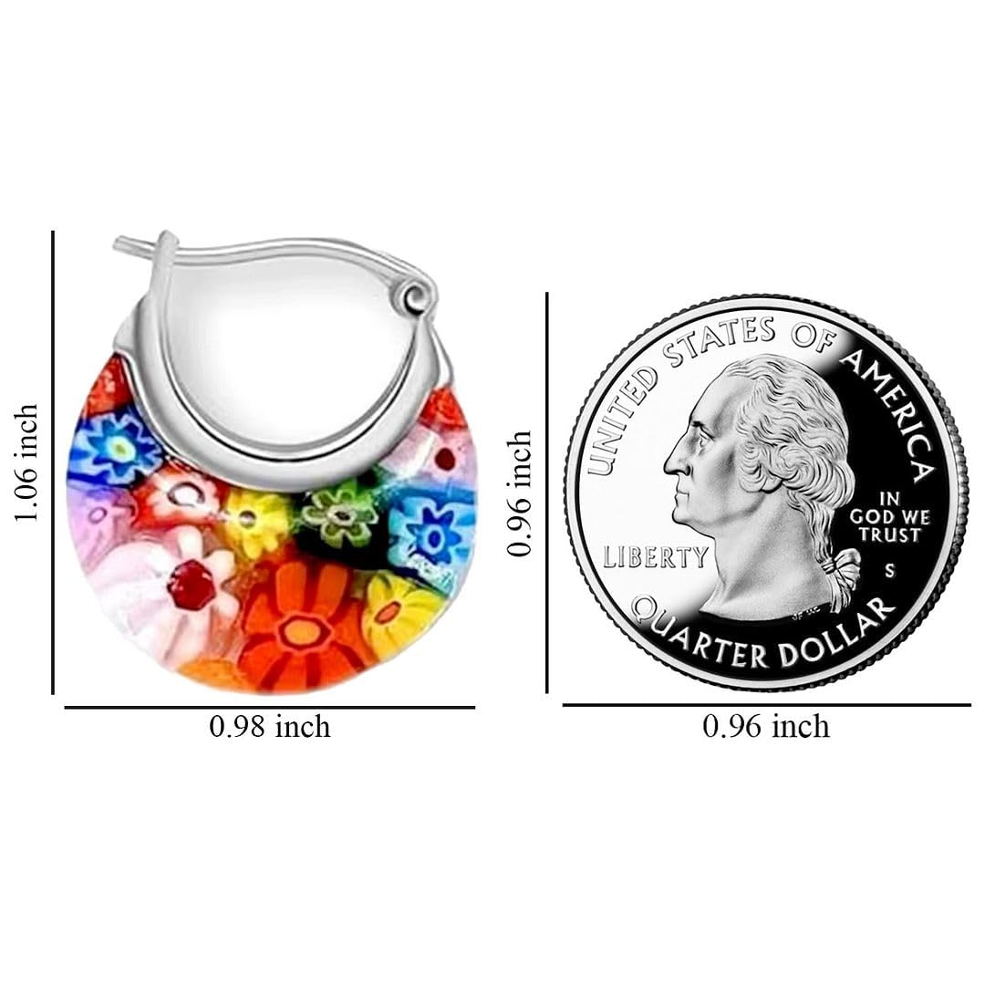 Murano Style Glass Earrings Flower Stainless Steel Jewelry - Image 8