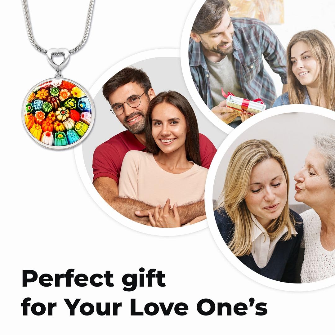 Murano Style Millefiori Glass Necklace - Beaded Necklaces for Women - Colorful Floral Promise Flower Jewelry Fun Stainless Steel 24 - 26 Inches - Birthday Anniversarys Gifts for Womens - Image 6