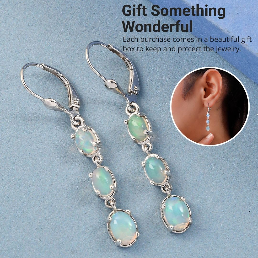Opal Earrings for Women 925 Sterling Silver Long Drop Dangle Earrings for Women Gemstone Opal Birthstone Jewelry Birthday Christmas Gifts for Womens - Image 6