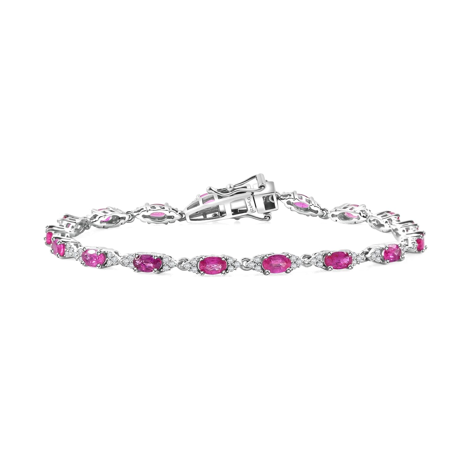 Pink Sapphire Moissanite 925 Sterling Silver Rhodium Plated Bracelet for Women Jewelry Birthday Christmas Gifts