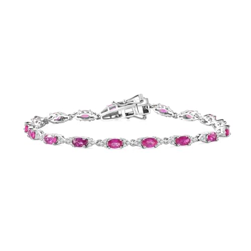 Pink Sapphire Moissanite 925 Sterling Silver Rhodium Plated Bracelet for Women Jewelry Birthday Christmas Gifts - Image 6