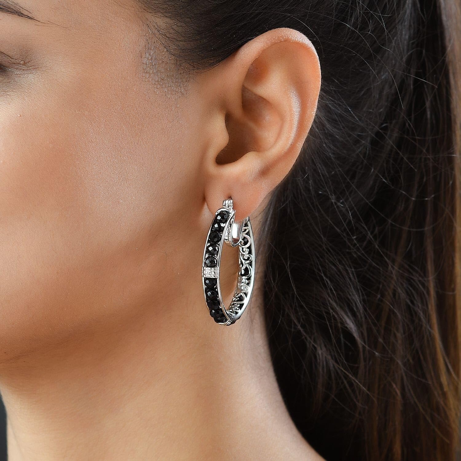 Platinum Peridot Inside Out Hoop Earrings for Women Jewelry Christmas Gifts for Women - Image 3