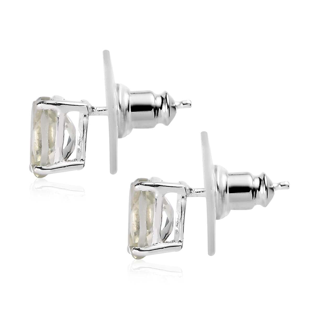 Prasiolite Solitaire Stud Earrings for Women in 925 Sterling Silver with Platinum Plating Cute Fashion Prasiolite Jewelry Birthday Christmas Gifts for Women - Image 4