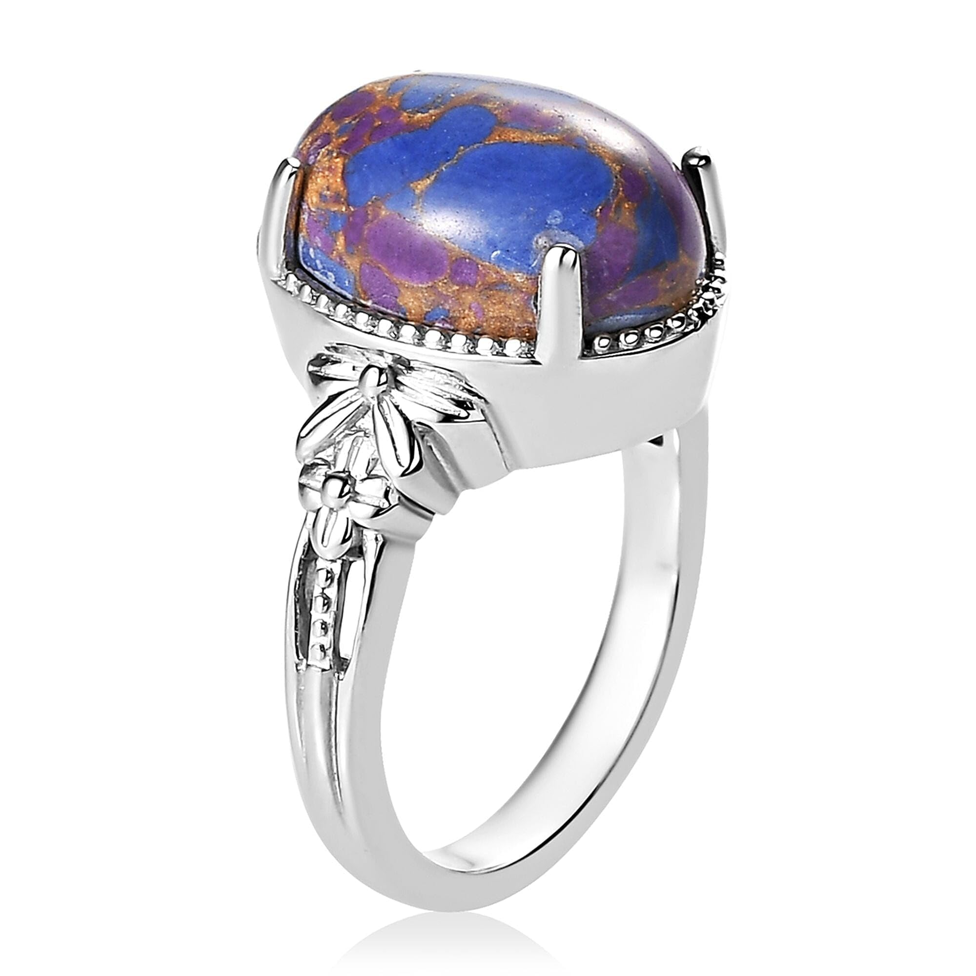 Purple Turquoise Ring Boho Western Solitaire Turquoise Rings for Women - Platinum Plated Statement Jewelry Promise Rings - Engagement, Wedding, Anniversary - Birthday Christmas Gifts for Women - Image 6