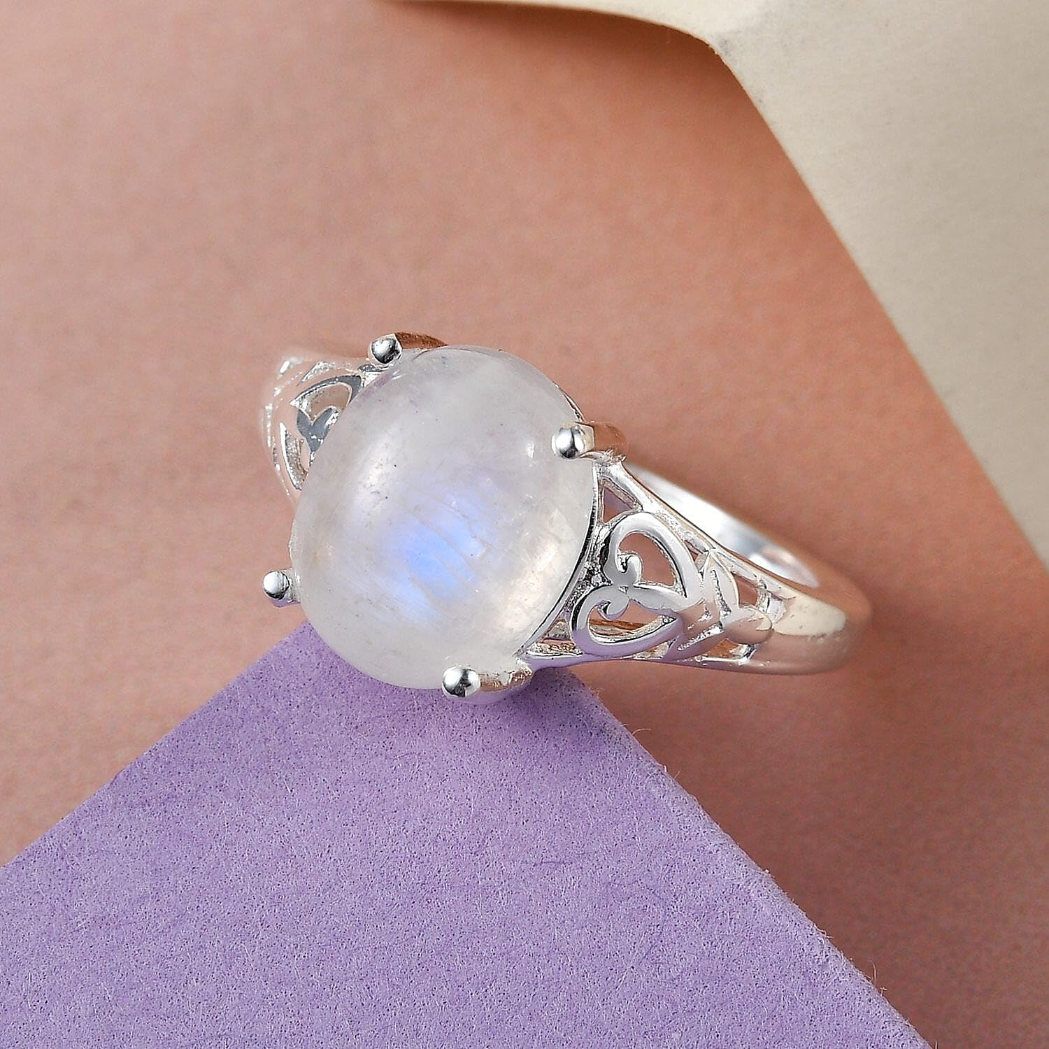 Rainbow Moonstone Rings for Women in 925 Sterling Silver - Cute Womens Daughter Mom Her Fashion Statement Jewelry - Engagement, Wedding, Anniversary Jewelry - Birthday Christmas Gifts for Womens - Image 5
