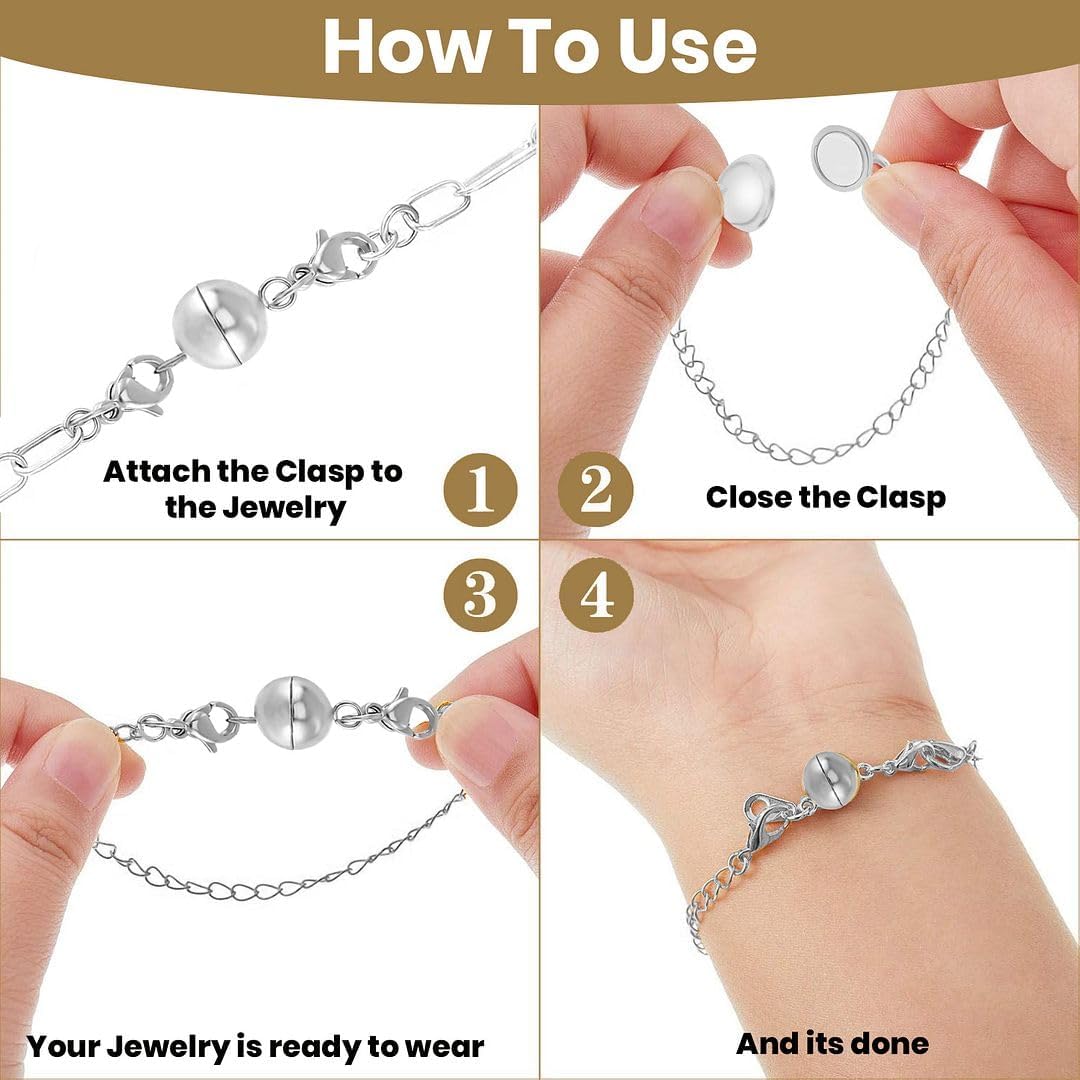 Set of 3 Magnetic Clasps for Necklaces - ION Plated Yellow Gold Stainless Steel Magnetic Necklace Clasp Jewelry Lock - Lobster Claw Clasps Birthday Christmas Gifts for Women - Image 3