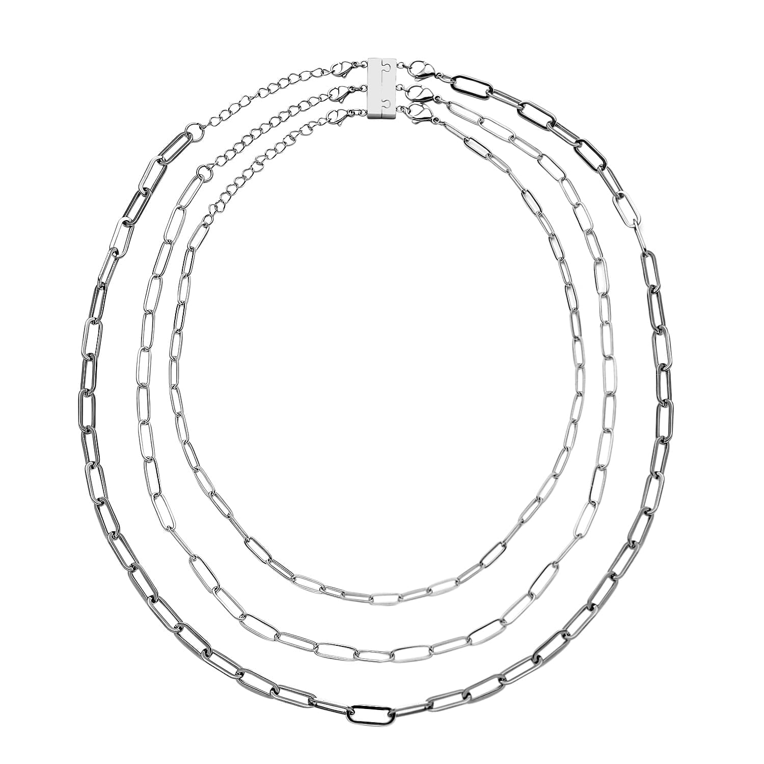 Set of 3 Stainless Steel Paper Clip Chain Necklace for Women Men Jewelry - Cute Boho Womens Necklaces Her Statement Jewelry - Engagement, Wedding, Anniversary - Birthday Christmas Gifts for Women
