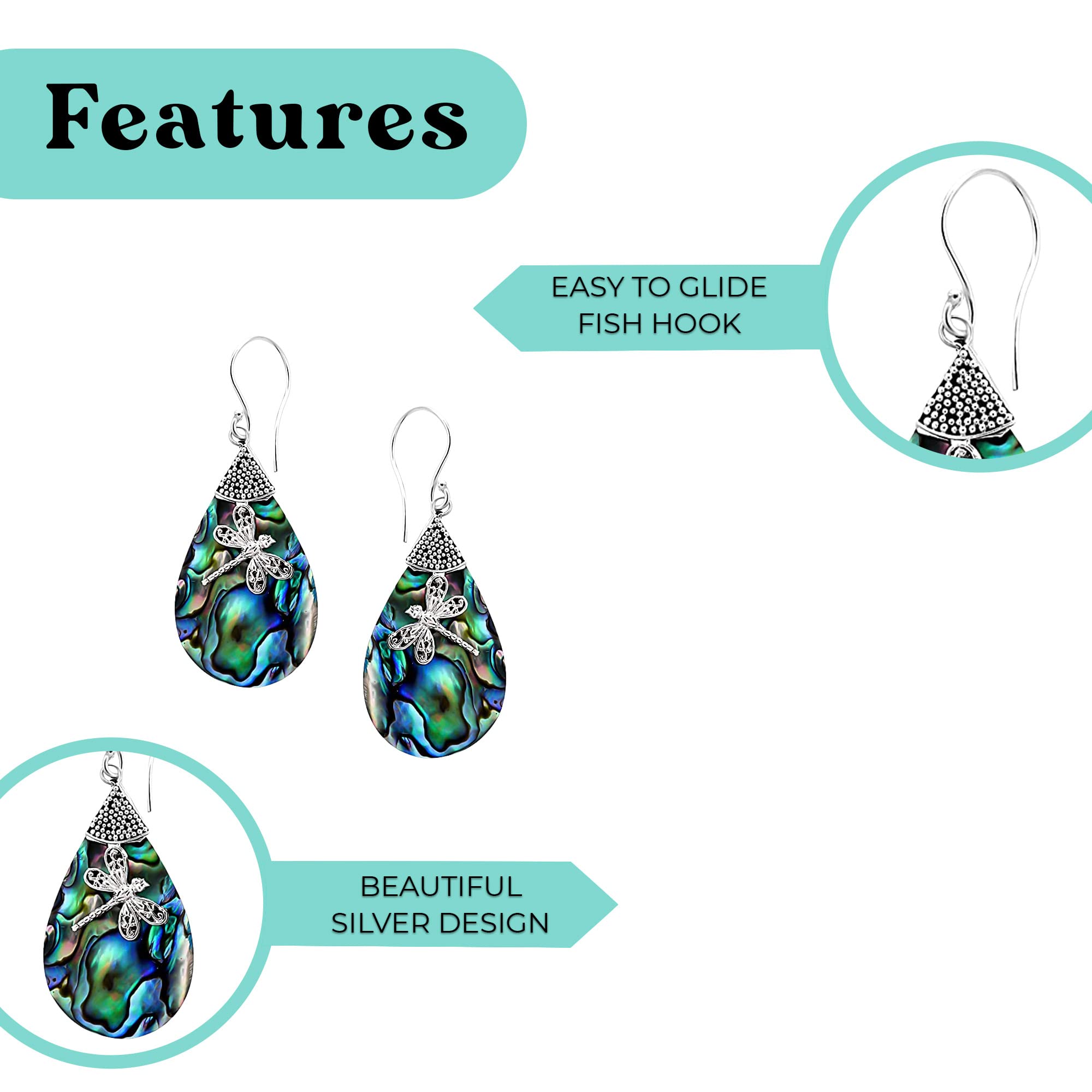 Shiney earrings for women - Boho Unique Abalone Jewelry for Women - Costume Vintage Birthday Gifts Birthday Christmas Gifts - Image 5