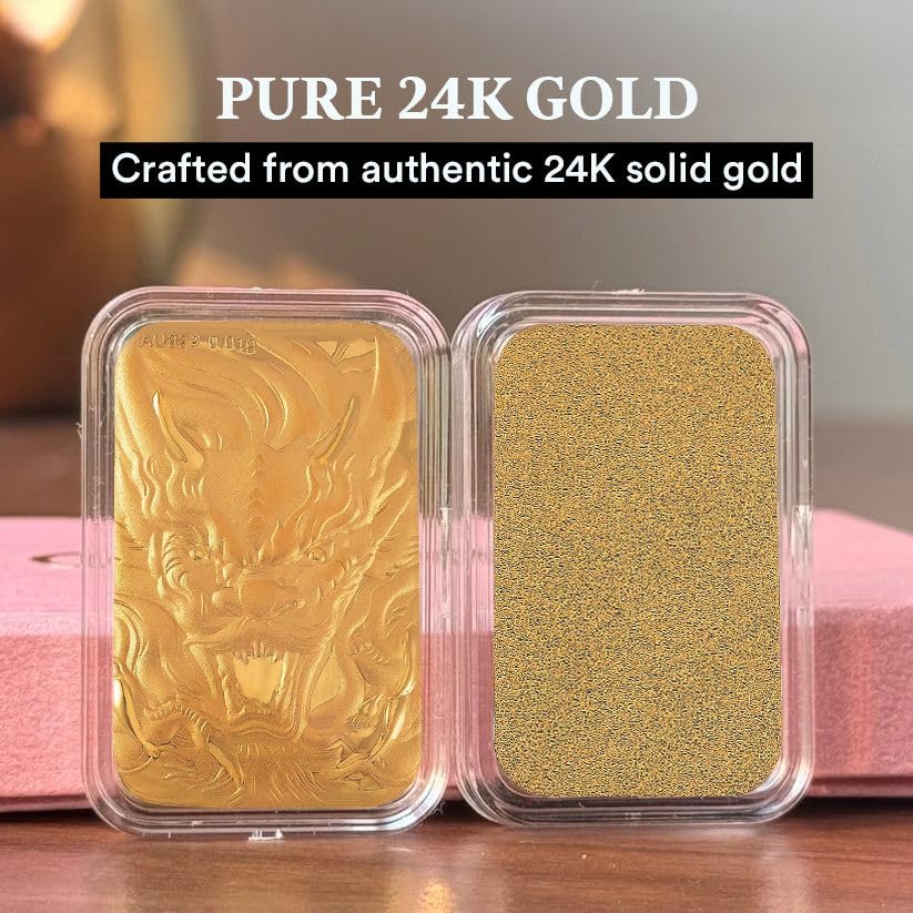SHOP LC 24K Solid Gold Emboss Sheet – Pure 24K Gold Bar Style Sheet - (10 mg, 31x45.50 mm) Real Jewelry - Anniversary, Engagement, luxurious & Premium Gifting Collections - Image 2