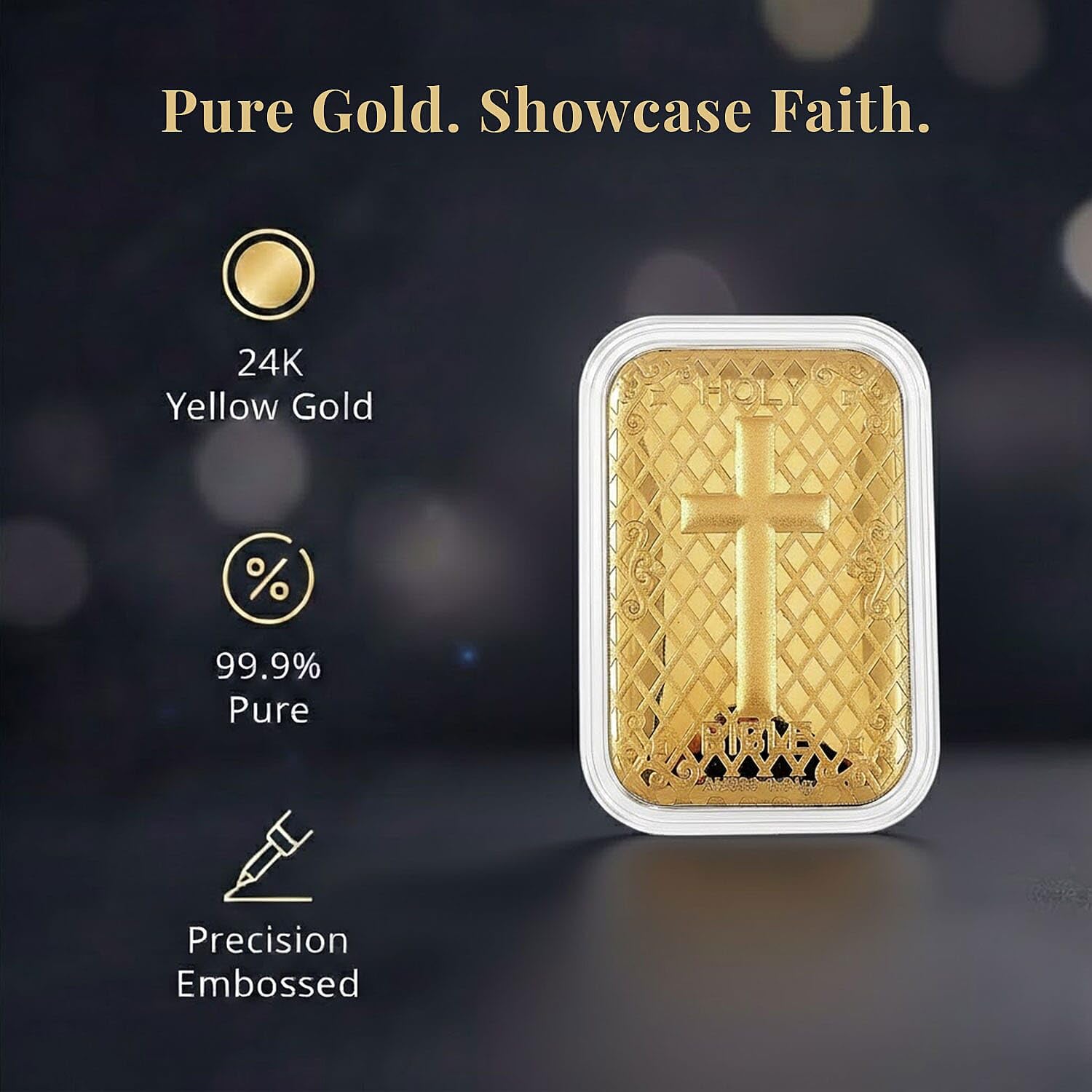 SHOP LC 24K Solid Gold Emboss Sheet – Pure 24K Gold Bar Style Sheet - (10 mg, 31x45.50 mm) Real Jewelry - Anniversary, Engagement, luxurious & Premium Gifting Collections - Image 2